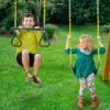 Gorilla Playsets 01-1064-Y Outing Wood Swing Set with Green Vinyl Canopy and Trapeze Arm - Yellow Slide - Image 5