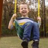 Gorilla Playsets 01-1064-Y Outing Wood Swing Set with Green Vinyl Canopy and Trapeze Arm - Yellow Slide - Image 13