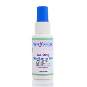 Safe n' Simple No Sting Barrier Film Spray, Odor-Free Pre Tape Spray, No-Alcohol Skin Prep Spray, 2 Ounce Spray Bottle, (SNS80792)