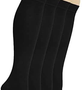 HUGH UGOLI Women's Bamboo Knee High Socks | Comfort Seam Long Dress Socks, Soft & Lightweight | Shoe Size 5-8 / 8-11, 4 Pairs