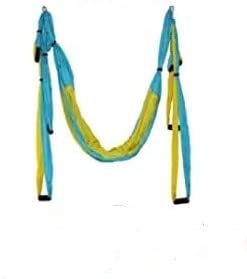 QueenLine Full Set 6 Handles Anti-Gravity Aerial Yoga Ceiling Hammock Flying Swing Trapeze Yoga Inversion Device Home Gym Hanging Belt Sky Blue with Yellow China
