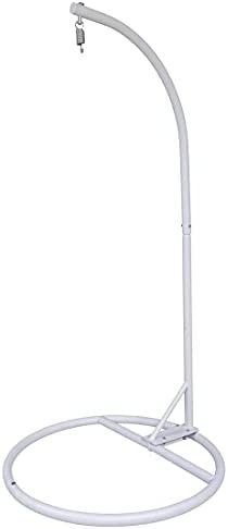 Round Base Heavy Duty Hanging Stand - Powder Coated Hammock Stand for Hammock Chair, Indoor and Outdoor (White)