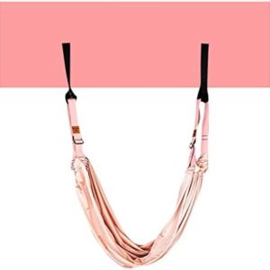 FABAX 200kg Load Aerial Decompression Yoga Hammock Stretch Belt Lower Waist Trainer Door Double Chuck Handstand Inverted Rope (Color : Pink)