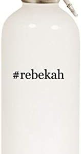 #rebekah - 20oz Hashtag Stainless Steel White Water Bottle with Carabiner, White