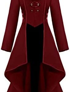 Renaissance Steampunk Tailcoat Halloween Costumes for Women, Victorian Medieval Pirate Vampire Gothic Jacket Coat