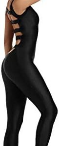 OVIGILY Women Spandex Dance Unitard Sleeveless Bodysuit with Ladder Back