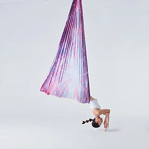 PRIOR FITNESS 5M Aerial Yoga Hammock Yoga Swing Set Premium Nylon Aerial Silk Fabric Yoga Strap Accessory with Carabiner, Daisy Chain for Bodybuilding,Workout, Indoor, Outdoor Rainbow - Image 8