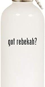 got rebekah? - 20oz Stainless Steel White Water Bottle with Carabiner, White