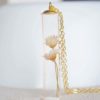 Daisy Ivory Real Flowers Transparent Cube Resin Pendant 18k Gold Plated Chain Long Necklace - Image 5