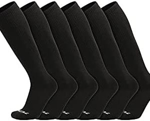 Over the Calf Work Socks for Men and Women 9-11 10-13 13-15 Moisture Wicking Tall Cushioned Boot Socks 6-pack