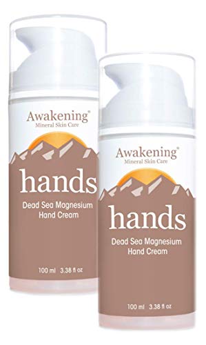 AWAKENING Hands Twin-Pack - Magnesium-Rich Hydrating Hand Therapy Hand Cream - Hand Lotion With Myrrh Extract and Concentrated Minerals of the Dead Sea for Dry Hands - Airless Pump Magnesium Cream