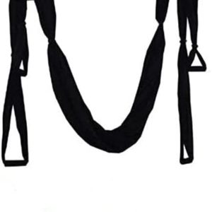 QueenLine Full Set 6 Handles Anti-Gravity Aerial Yoga Ceiling Hammock Flying Swing Trapeze Yoga Inversion Device Home Gym Hanging Belt Black Russian Federation