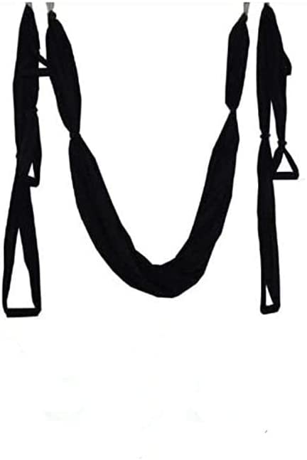 QueenLine Full Set 6 Handles Anti-Gravity Aerial Yoga Ceiling Hammock Flying Swing Trapeze Yoga Inversion Device Home Gym Hanging Belt Black Russian Federation