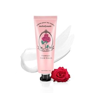 MelodySusie Hand Cream for Dry Cracked Hands with Natural Rose Extracts and Shea Butter for Dry Hand Repair, Non Greasy Formula, Mini Travel Size - Rose (1.7 Ounces)
