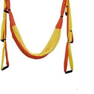 QueenLine Full Set 6 Handles Anti-Gravity Aerial Yoga Ceiling Hammock Flying Swing Trapeze Yoga Inversion Device Home Gym Hanging Belt Yellow with Orange China