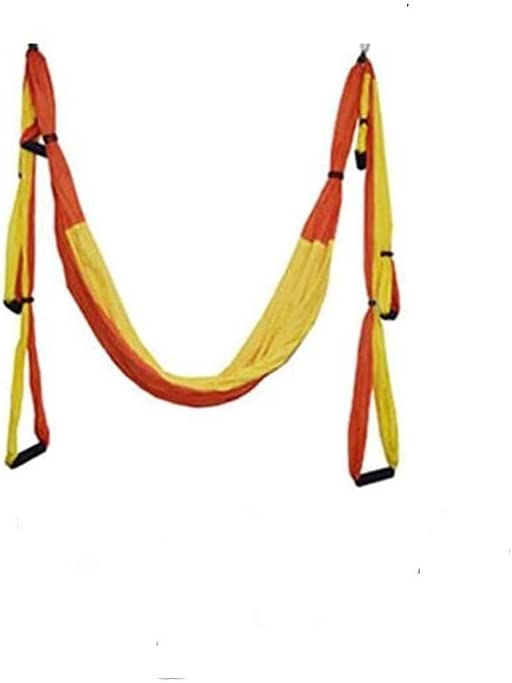 QueenLine Full Set 6 Handles Anti-Gravity Aerial Yoga Ceiling Hammock Flying Swing Trapeze Yoga Inversion Device Home Gym Hanging Belt Yellow with Orange China