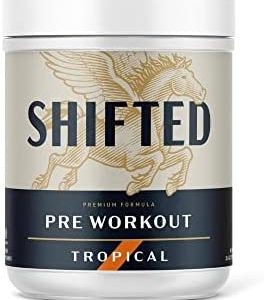 SHIFTED Premium Pre Workout Powder - Caffeinated Powdered Drink Mix with Creatine, L-Citrulline, Taurine, & L-Tyrosine - All-in-One Energy Drink Mix for Power, Endurance & Focus - (Tropical)