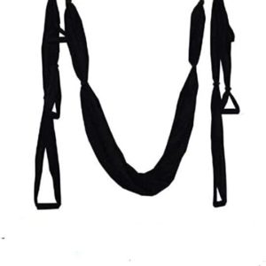 QueenLine Full Set 6 Handles Anti-Gravity Aerial Yoga Ceiling Hammock Flying Swing Trapeze Yoga Inversion Device Home Gym Hanging Belt Black Poland