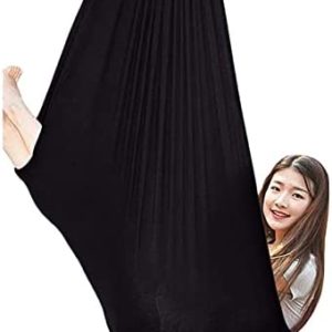 XMSM Adults Autism Sensory Therapy Swing, Cuddle Adjustable Indoor Hammock Aerial Yoga Seat, Has A Calming Effect On Children with Sensory Needs Integration (Color : Black, Size : 150x280cm/59x110in)