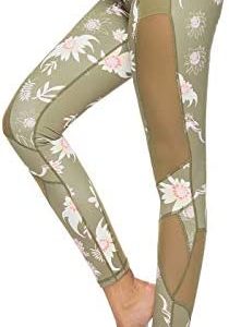 Mint Lilac Women’s High Waist Workout Printed Yoga Leggings Athletic Pants