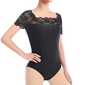 Women Short Sleeve Gymnastics Leotards High Cut Work Out Bodysuit Dance Ballet Dancewear Aerial Yoga Swimming Costumes