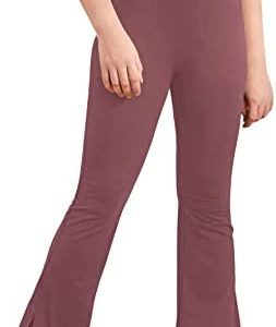 Girl's Leggings Cross High Waist Split Hem Yoga Pants Solid Color Dance Active Leggings Bell Bottoms with Pocket
