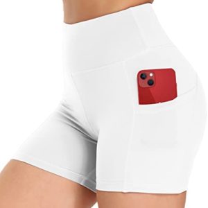 HLTPRO Spandex Biker Shorts for Women with Pockets, High Waisted Workout Gym Yoga Shorts