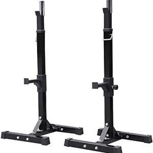 Yaheetech Pair of Adjustable Squat Rack Standard 44-70 Inch Solid Steel Squat Stands Barbell Free-press Bench Home Gym Portable Dumbbell Racks Stands