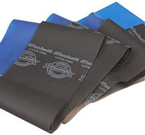 TheraBand 20381 Non-Latex Exercise Band Active Recovery Kits, Blue/Black - Advanced Set