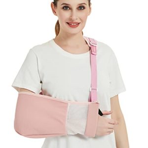 Arm Sling for Shoulder Injury, Rotator Cuff Brace for Elbow Injury, Adjustable Padded Elbow Immobilizer Support for Men&Women, Arm Brace for Left and Right Arm (Pink)