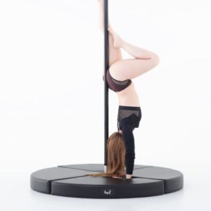 LUPIT POLE Pole Dance Crash Mat Premium Model – Black, 12cm (4.72in), Round – Portable Fitness Pole Dancing Safety Mat – Anti-Slippery Surface