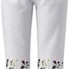Women Capris Crop Pants, Womens Yoga Floral Printing Graphic Lounge Pants Loose Capris - Image 3
