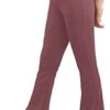 Girl's Leggings Cross High Waist Split Hem Yoga Pants Solid Color Dance Active Leggings Bell Bottoms with Pocket - Image 2