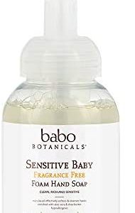 Babo Botanicals Sensitive Baby Fragrance-Free Foaming Hand Soap - with Manuka Oil, Shea Butter, Argan Oil and Aloe Vera - for Babies, Kids and Adults with Sensitive Skin - Vegan - 8 fl. Oz.