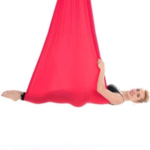 ZCXBHD Aerial Yoga Hammock Set 5mx2.8m Fitness Anti Gravity with 350 KG Load for Inversion Exercise Pilates Gymnastics (Color : Red)