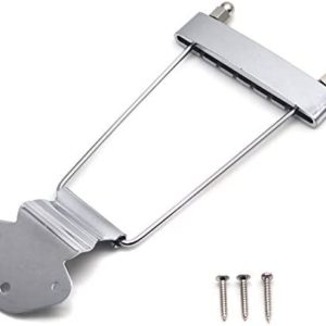 FarBoat 6-String Trapeze Tailpiece Bridge Metal Replacement Accessories for LP Jazz Archtop Guitar with Screws (Silver)