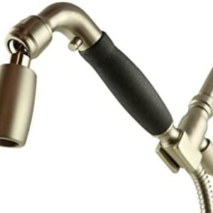 High Sierra's Solid Metal Handheld Shower Head Kit with Slip-Free Grip. Includes Handheld Shower Head, Trickle Valve, Hose with Silicone Inner Tube, and Holder. Low Flow 1.5 GPM. Brushed Nickel