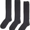 COTTON DAY Women's Soft Combed Cotton Knee High Long Socks Black White Grey Navy 3 Pack - Image 7