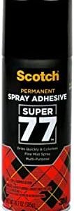 Scotch Super 77 Multipurpose Adhesive Spray, Bonds to fabric, cardboard, plastic, metal, wood, felt, and more, 10.7 Ounces (7716)