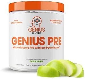 Genius Pre Workout Powder – All Natural Nootropic Preworkout & Caffeine Free Nitric Oxide Booster w/Beta Alanine & Alpha GPC | Boost Focus, Energy & NO | Muscle Builder Supplement – Essential Herbs