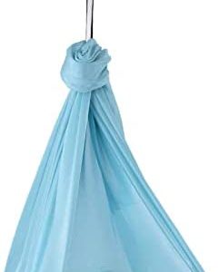 Yoga Hammock Kit, Cool to The Touch Soft Blue Sturdy Nylon Durable Elastic Yoga Hammock with Daisy Chains O for Body Firming for Aerial Yoga(Light Blue)