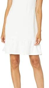 Calvin Klein Women's Sleeveless Mock Neck Trapeze Dress with Ruffle Hem