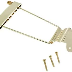 Dasunny 6-String Guitar Trapeze Tailpiece Bridge for Jazz Guitar or LP Style Tele Guitar, Gold Tone