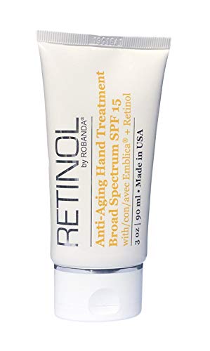 Retinol by Robanda Anti-Aging Hand Treatment │ Broad Spectrum SPF 15 + Retinol Cream to Repair Dry Skin