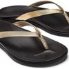 OluKai Ho'opio Leather Women's Beach Sandals, Full-Grain Leather Flip-Flop Slides, Modern Low Profile Design & Comfortable Fit - Image 4