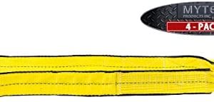 Mytee Products (4 Pack) 2" x 20 ft Web Sling Twisted Eye & Eye 2-Ply Tow Strap Lifting 6400# WLL Vertical