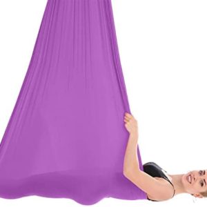 YXCUIDP Durable Elastic Aerial Yoga Hammock Swing Fitness Training Accessory, Aerial Yoga Hammock, Premium Aerial Silk Yoga Swing (Color : Purple, Size : 2.8M)