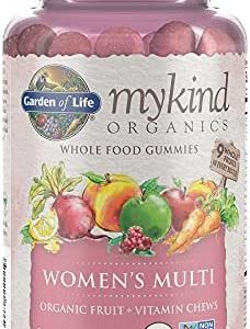 Garden of Life mykind Organics Women's Gummy Vitamins - Berry - Certified Organic, Non-GMO, Vegan, Kosher Complete Multi - Methyl B12, C & D3 - Gluten, Soy & Dairy Free, 120 Real Fruit Gummies