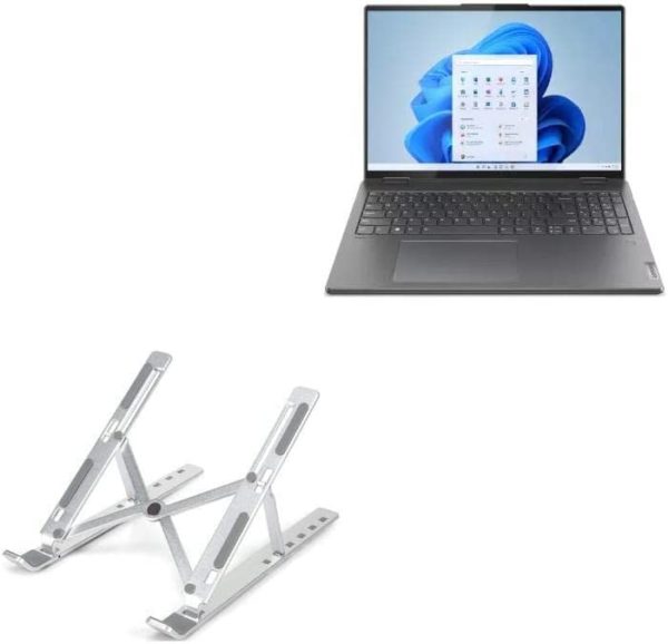 BoxWave Stand and Mount Compatible with Lenovo Yoga 7i (16 in - 82UF) (Stand and Mount by BoxWave) - Compact QuickSwitch Laptop Stand, Portable, Multi Angle Viewing Stand - Metallic Silver