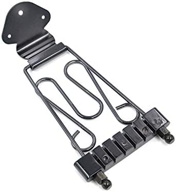 FarBoat 6 String Trapeze Tailpiece Guitar Bridge with Screws Vine Pattern for Jazz Archtop Electric Guitars (Black) - Image 4